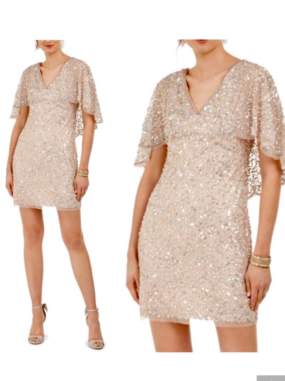 ADRIANNA PAPELL blush Pink
Flutter Sleeve Short
Cocktail Sheath Dress size 4